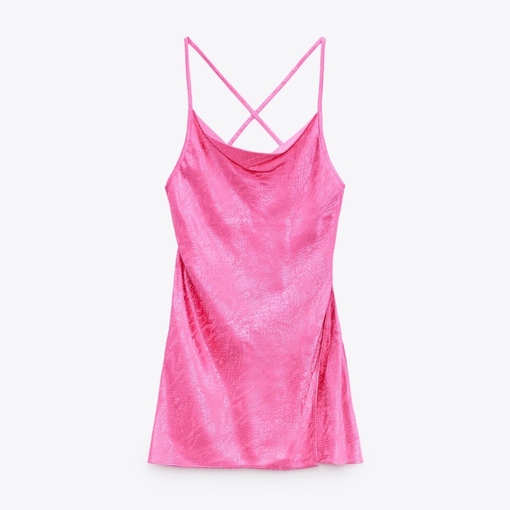 Spring Silk Dress Fuchsia/Hot Pink- Zara (SMALL)